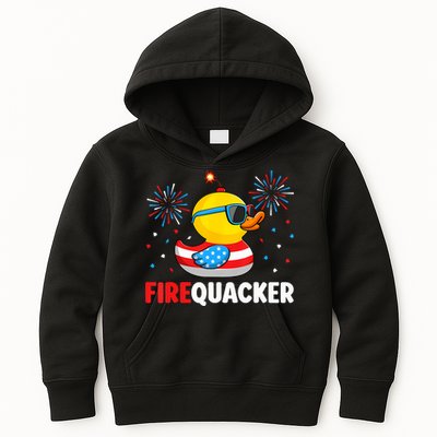4th Of July Duck Firequacker Patriotic Fourth Of July Funny Kids Hoodie