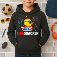 4th Of July Duck Firequacker Patriotic Fourth Of July Funny Kids Hoodie