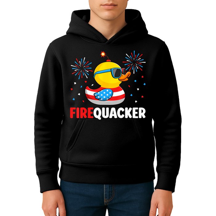 4th Of July Duck Firequacker Patriotic Fourth Of July Funny Kids Hoodie