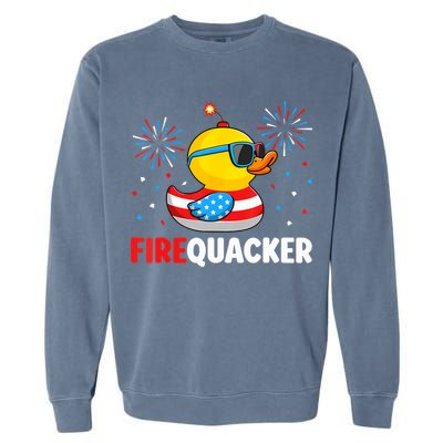 4th Of July Duck Firequacker Patriotic Fourth Of July Funny Garment-Dyed Sweatshirt