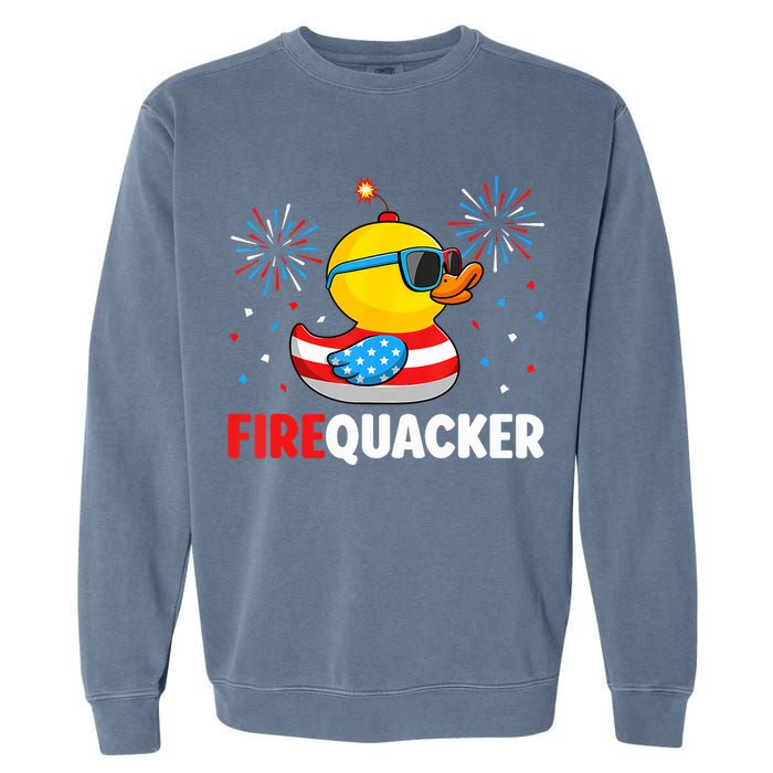 4th Of July Duck Firequacker Patriotic Fourth Of July Funny Garment-Dyed Sweatshirt
