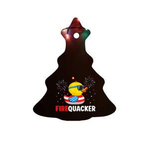 4th Of July Duck Firequacker Patriotic Fourth Of July Funny Ceramic Tree Ornament