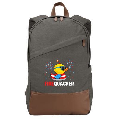 4th Of July Duck Firequacker Patriotic Fourth Of July Funny Cotton Canvas Backpack