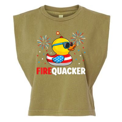4th Of July Duck Firequacker Patriotic Fourth Of July Funny Garment-Dyed Women's Muscle Tee