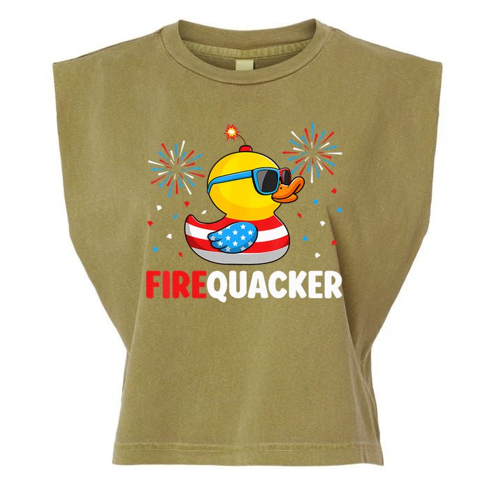4th Of July Duck Firequacker Patriotic Fourth Of July Funny Garment-Dyed Women's Muscle Tee