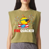 4th Of July Duck Firequacker Patriotic Fourth Of July Funny Garment-Dyed Women's Muscle Tee