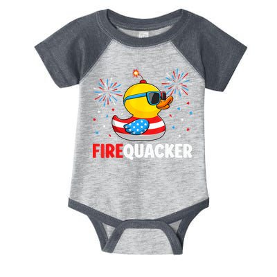4th Of July Duck Firequacker Patriotic Fourth Of July Funny Infant Baby Jersey Bodysuit