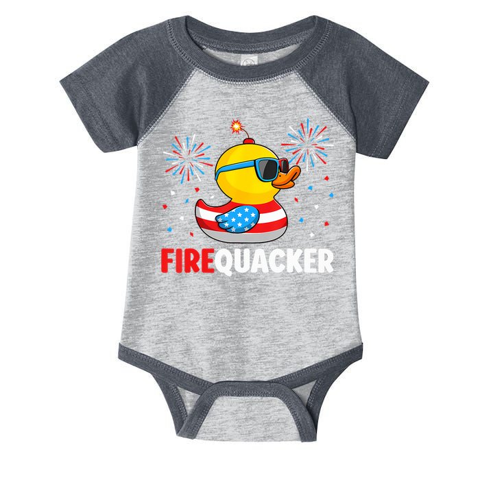 4th Of July Duck Firequacker Patriotic Fourth Of July Funny Infant Baby Jersey Bodysuit