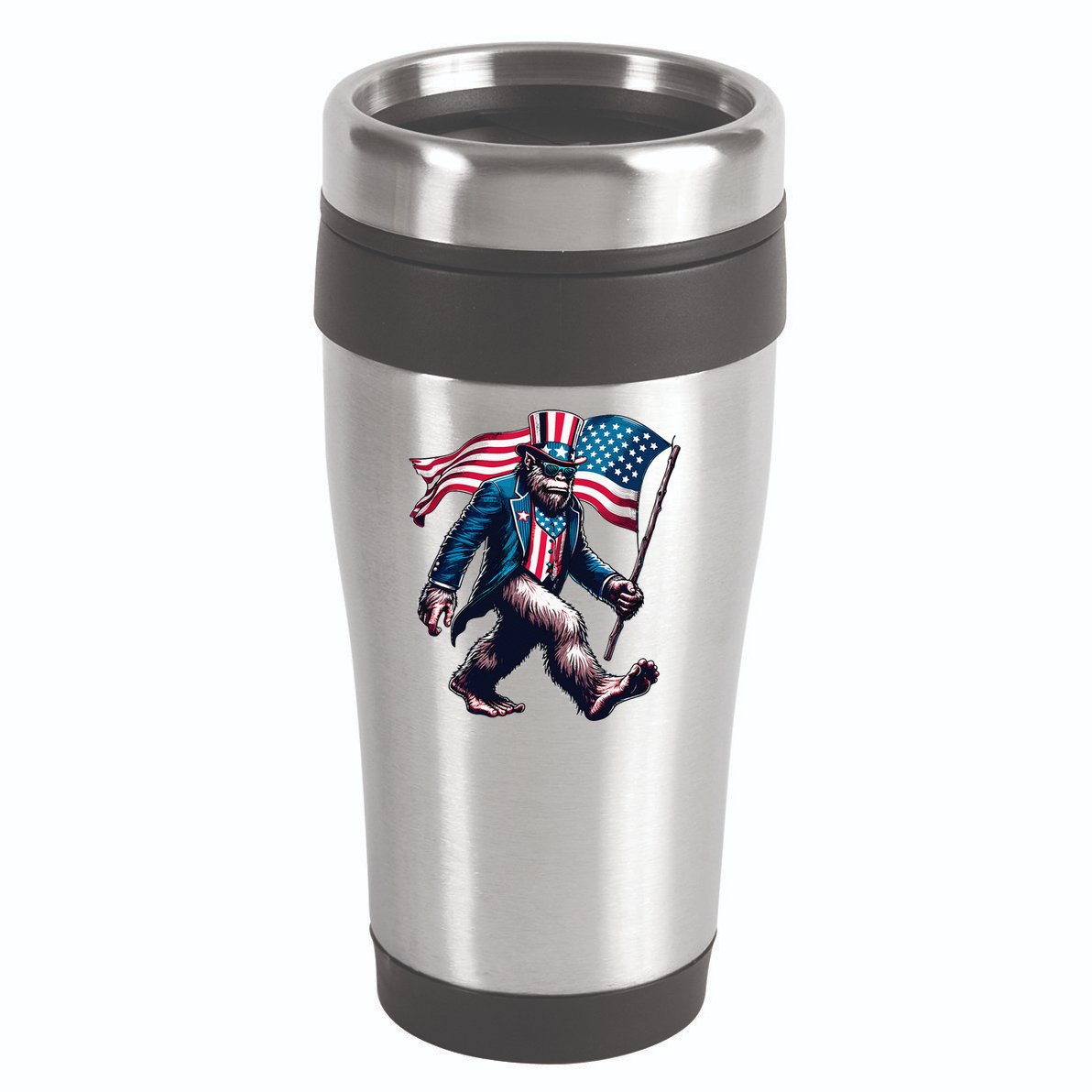4th Of July Bigfoot Sasquatch American Flag Usa 16oz Travel Tumbler