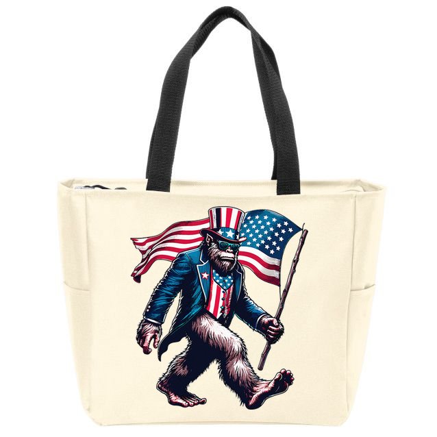 4th Of July Bigfoot Sasquatch American Flag Usa Zip Tote Bag