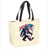 4th Of July Bigfoot Sasquatch American Flag Usa Zip Tote Bag