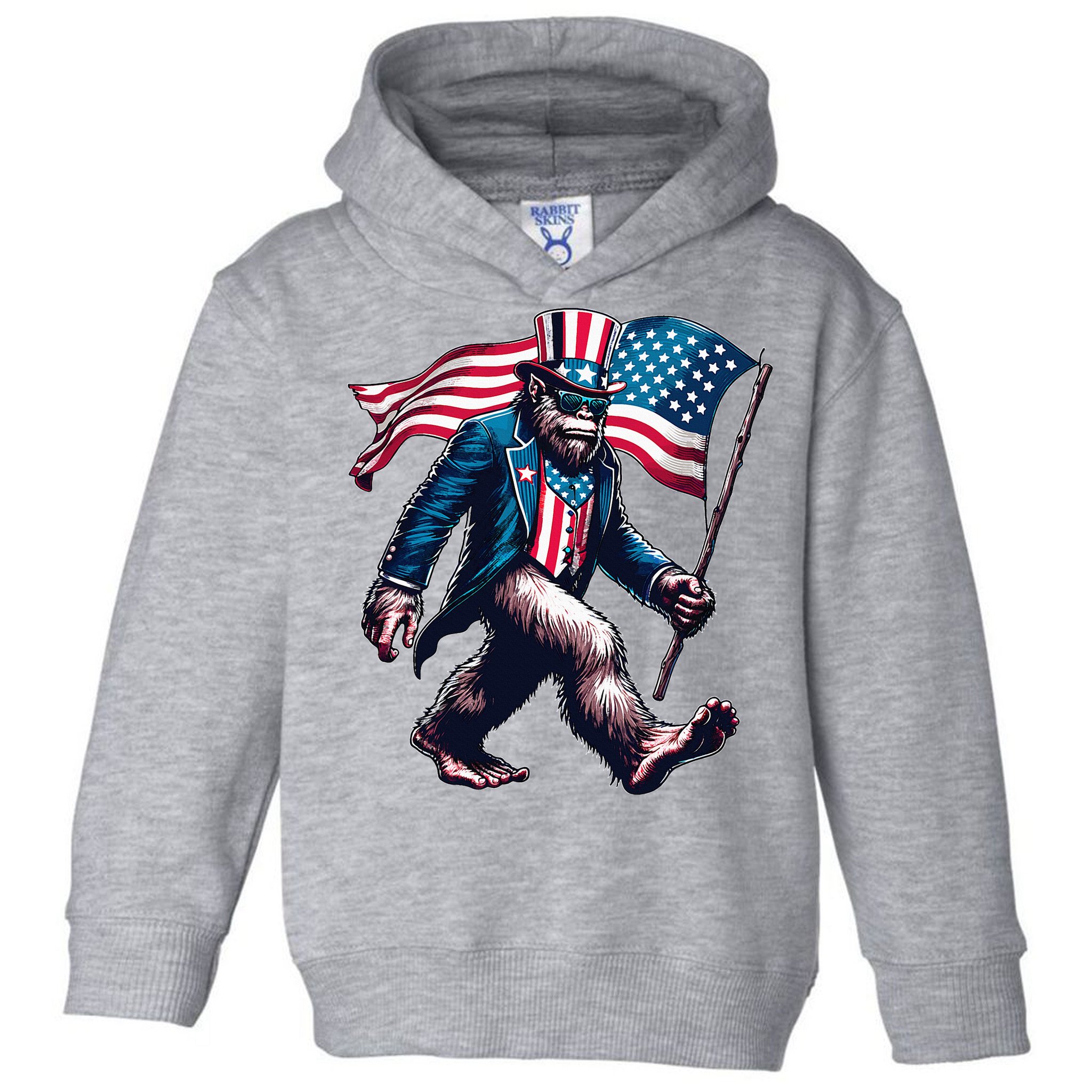 4th Of July Bigfoot Sasquatch American Flag Usa Toddler Hoodie