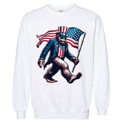4th Of July Bigfoot Sasquatch American Flag Usa Garment-Dyed Sweatshirt