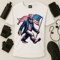 4th Of July Bigfoot Sasquatch American Flag Usa Cooling Performance Crew T-Shirt