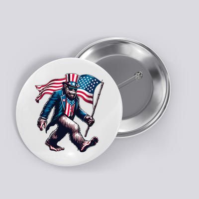 4th Of July Bigfoot Sasquatch American Flag Usa Button
