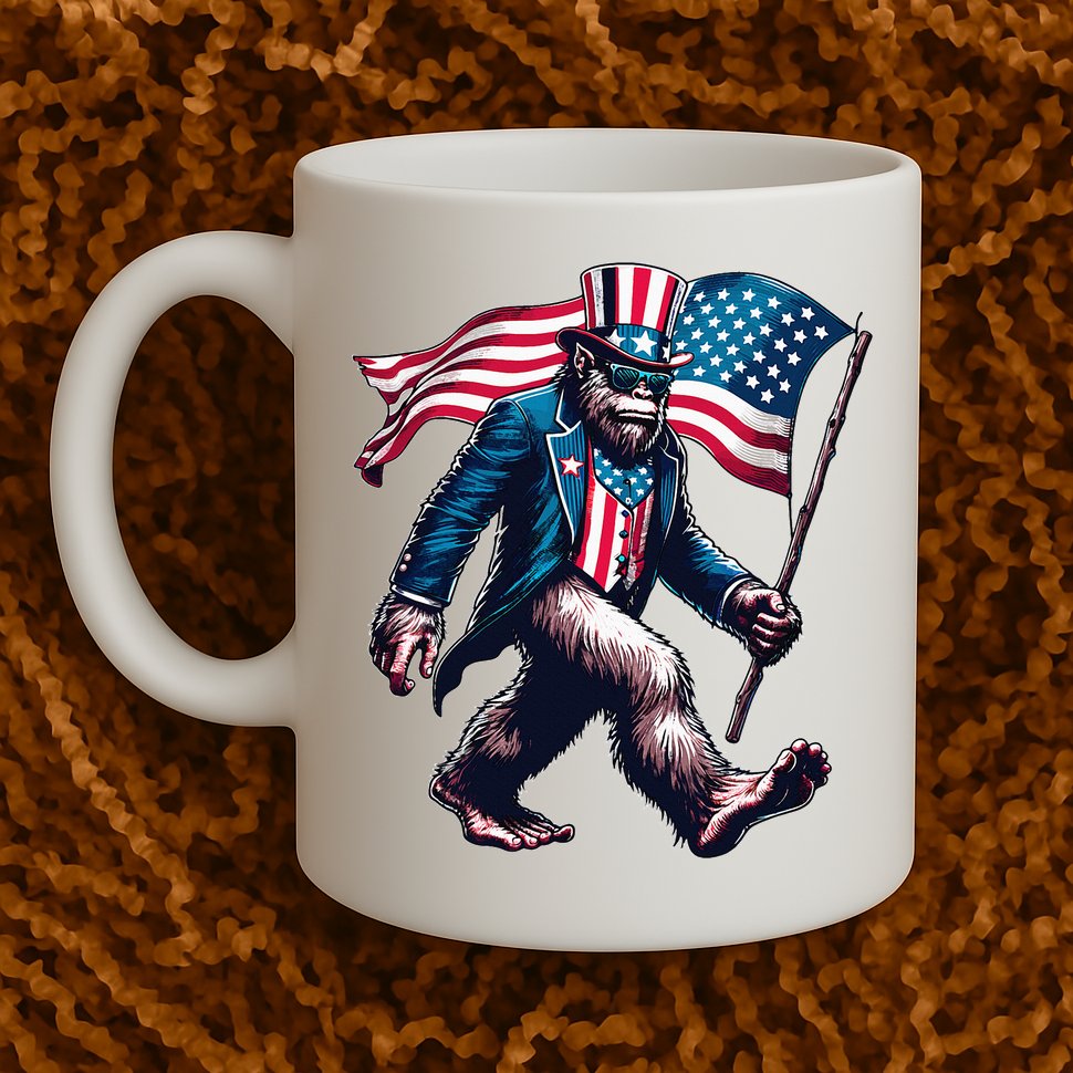 4th Of July Bigfoot Sasquatch American Flag Usa Mug