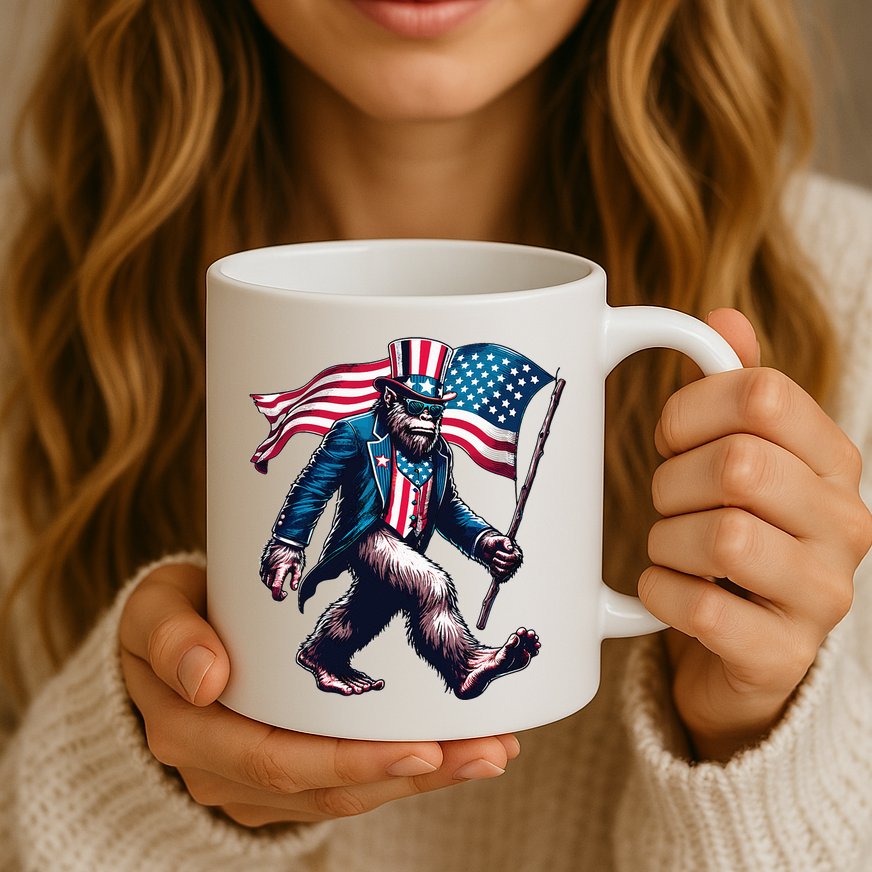 4th Of July Bigfoot Sasquatch American Flag Usa Mug
