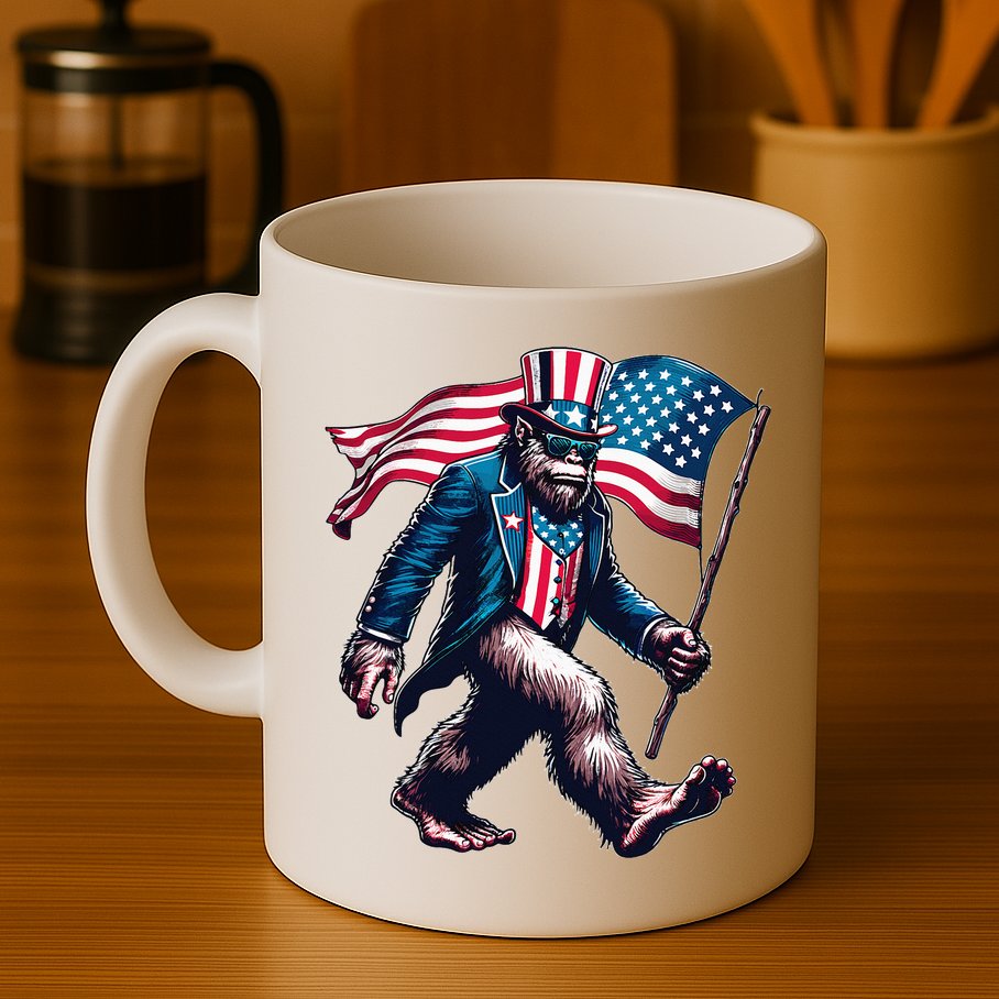 4th Of July Bigfoot Sasquatch American Flag Usa Mug
