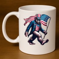 4th Of July Bigfoot Sasquatch American Flag Usa 11oz C Handle Ceramic Mug