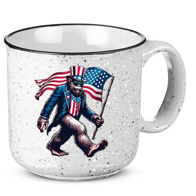 4th Of July Bigfoot Sasquatch American Flag Usa 15oz Campfire Ceramic Mug