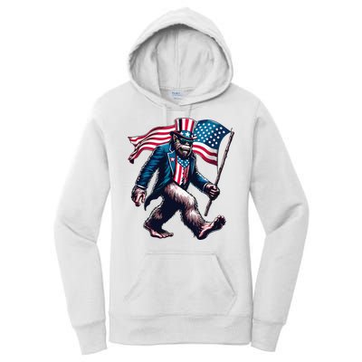 4th Of July Bigfoot Sasquatch American Flag Usa Women's Pullover Hoodie