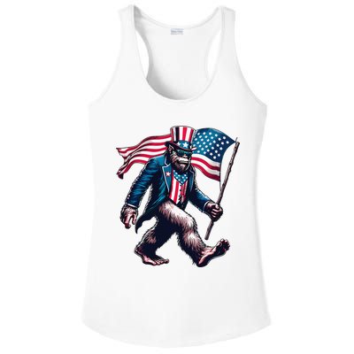 4th Of July Bigfoot Sasquatch American Flag Usa Ladies PosiCharge Competitor Racerback Tank