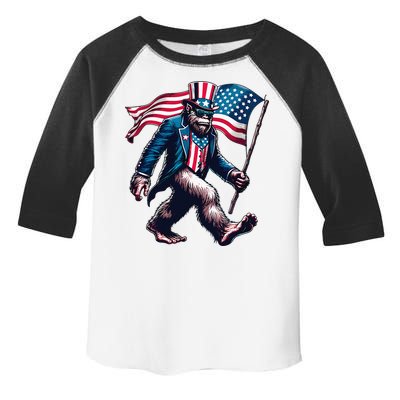 4th Of July Bigfoot Sasquatch American Flag Usa Toddler Fine Jersey T-Shirt
