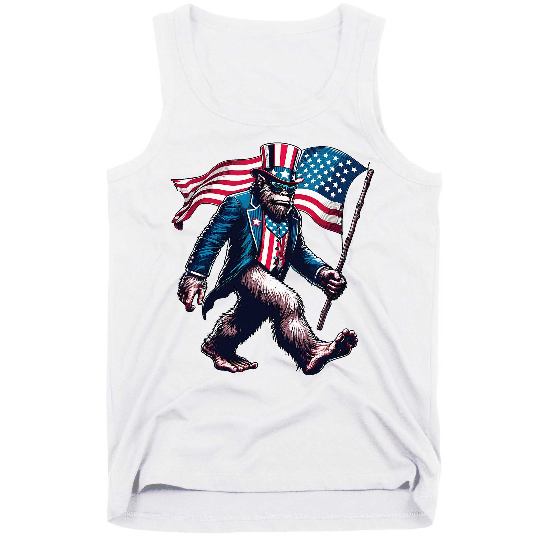4th Of July Bigfoot Sasquatch American Flag Usa Tank Top