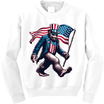 4th Of July Bigfoot Sasquatch American Flag Usa Kids Sweatshirt