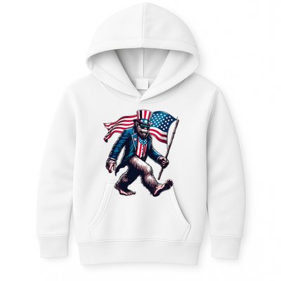 4th Of July Bigfoot Sasquatch American Flag Usa Kids Hoodie