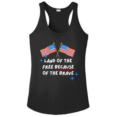 4th Of July: Land Of The Free Because Of The Brave Funny Gift Ladies PosiCharge Competitor Racerback Tank