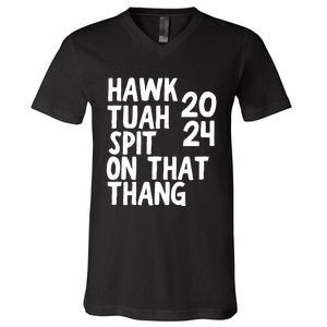 4th Of July Patriotic Usa Hawk Tuah Spit On That Thing V-Neck T-Shirt