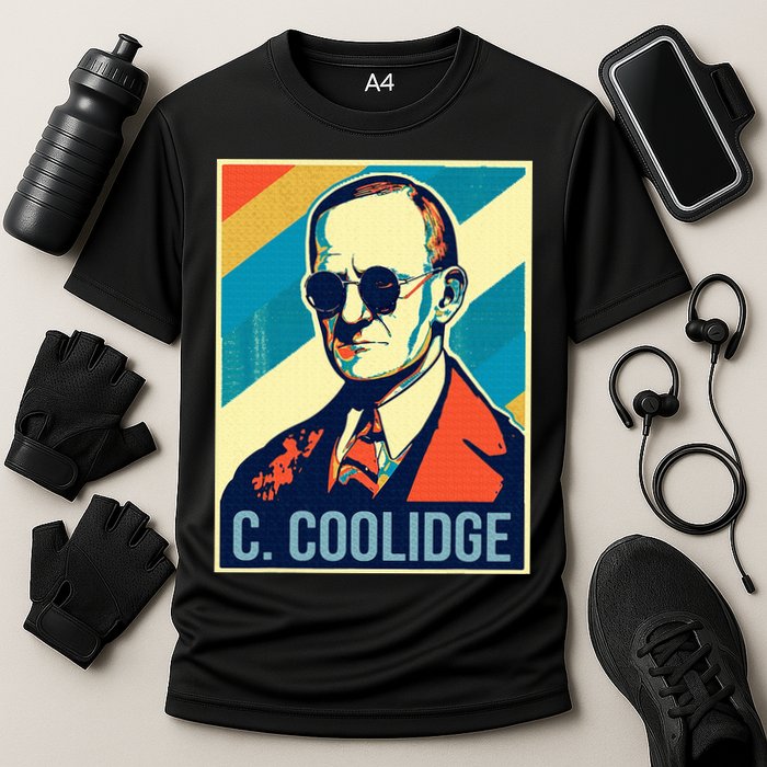 4th Of July Calvin Coolidge President Retro Patriotic Cooling Performance Crew T-Shirt