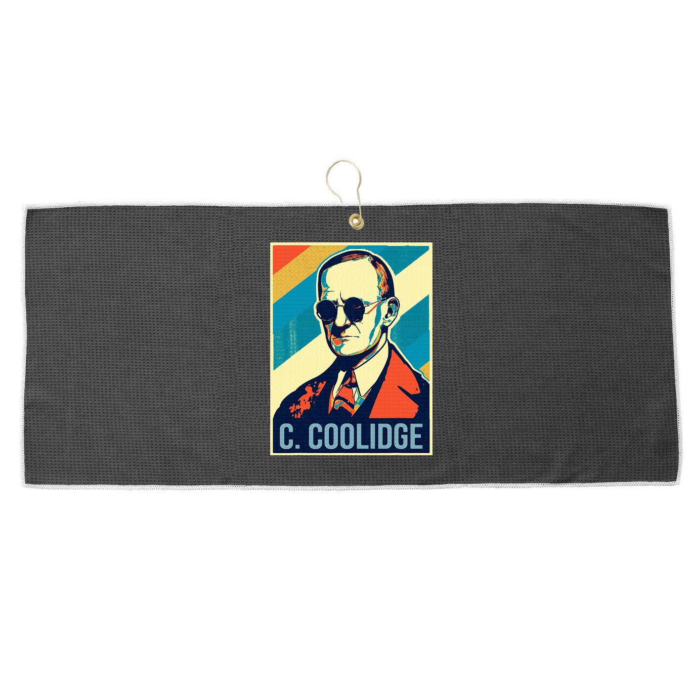 4th Of July Calvin Coolidge President Retro Patriotic Large Microfiber Waffle Golf Towel