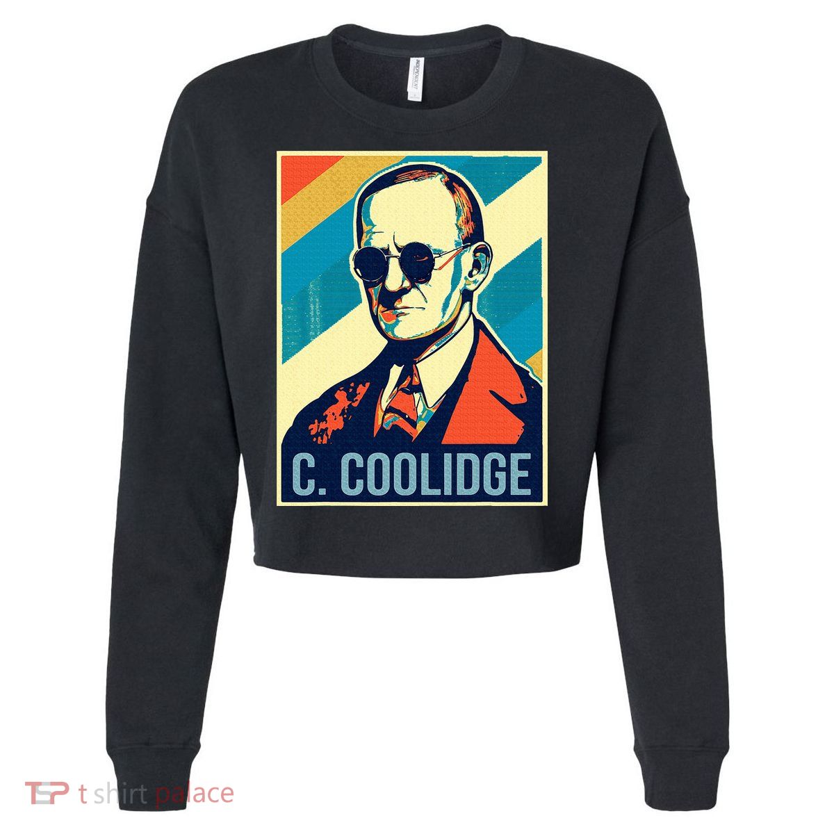 4th Of July Calvin Coolidge President Retro Patriotic Cropped Pullover Crew