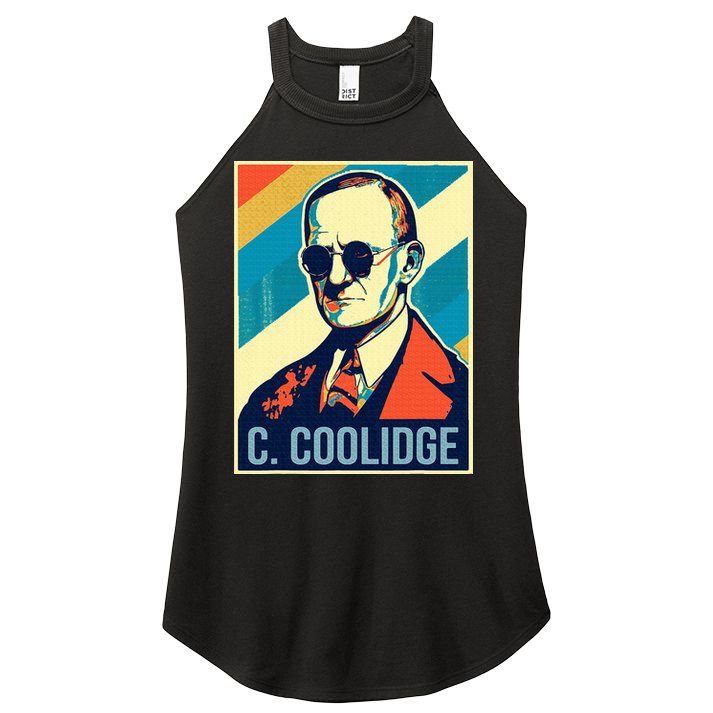 4th Of July Calvin Coolidge President Retro Patriotic Women's Perfect Tri Rocker Tank