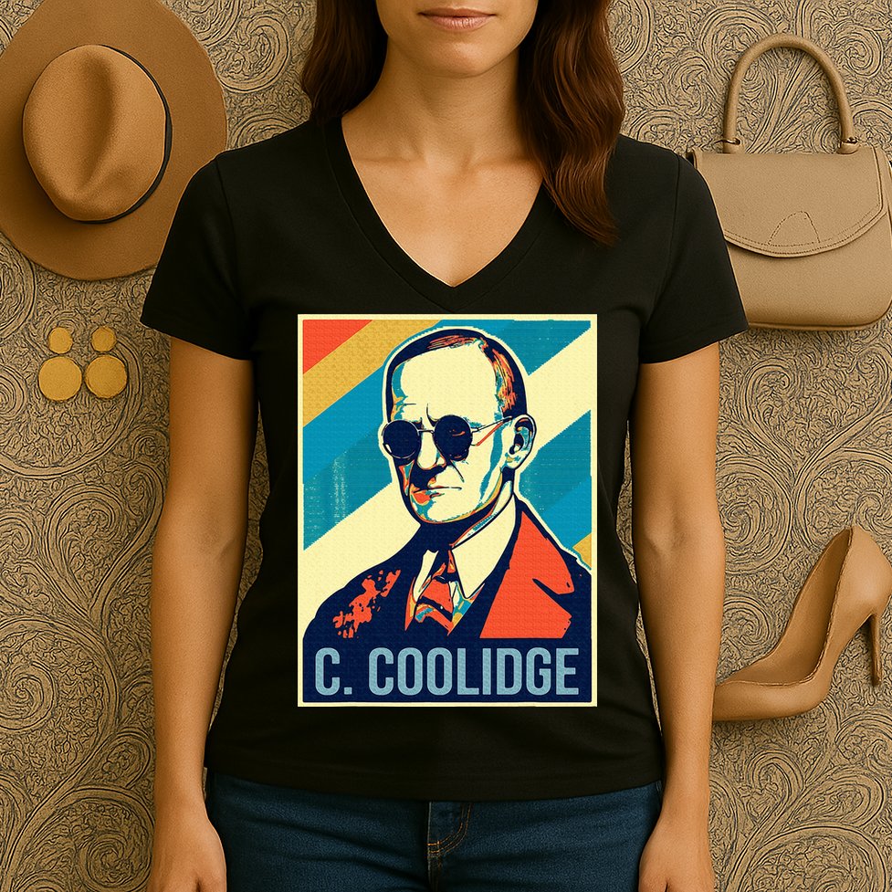 4th Of July Calvin Coolidge President Retro Patriotic Women's V-Neck T-Shirt