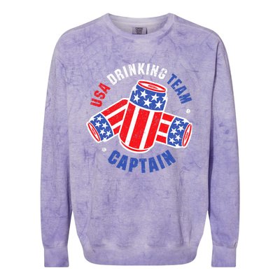 4th Of July Beer Can Flag Design USA Drinking Team Tees Colorblast Crewneck Sweatshirt