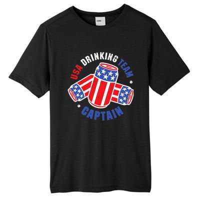 4th Of July Beer Can Flag Design USA Drinking Team Tees Tall Fusion ChromaSoft Performance T-Shirt