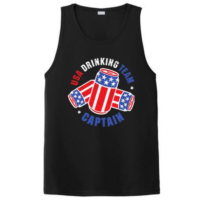 4th Of July Beer Can Flag Design USA Drinking Team Tees PosiCharge Competitor Tank