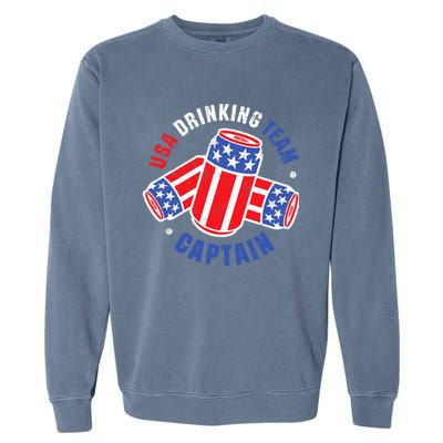 4th Of July Beer Can Flag Design USA Drinking Team Tees Garment-Dyed Sweatshirt