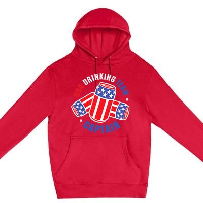 4th Of July Beer Can Flag Design USA Drinking Team Tees Premium Pullover Hoodie