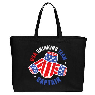 4th Of July Beer Can Flag Design USA Drinking Team Tees Cotton Canvas Jumbo Tote