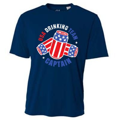 4th Of July Beer Can Flag Design USA Drinking Team Tees Cooling Performance Crew T-Shirt