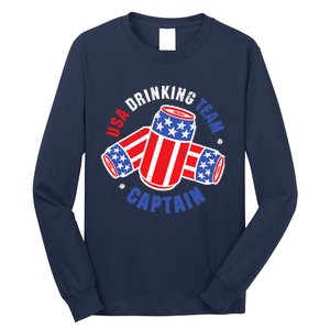 4th Of July Beer Can Flag Design USA Drinking Team Tees Long Sleeve Shirt