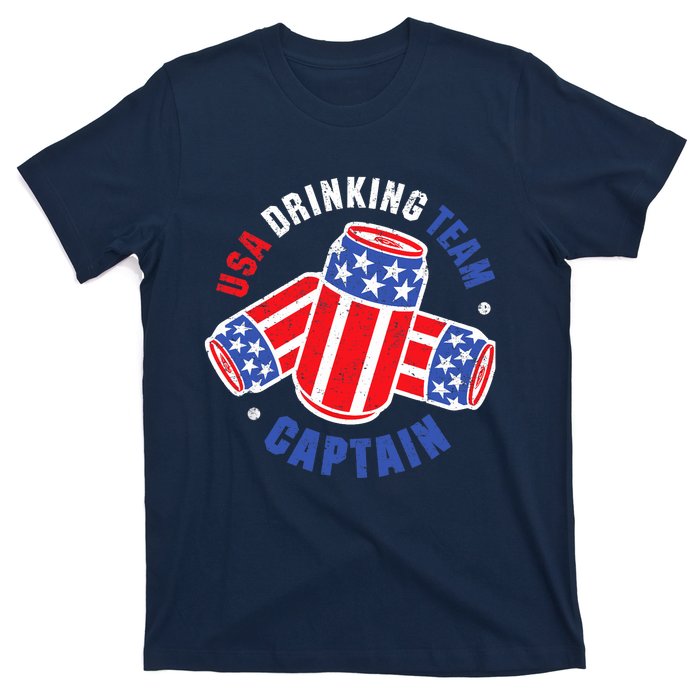 4th Of July Beer Can Flag Design USA Drinking Team Tees T-Shirt