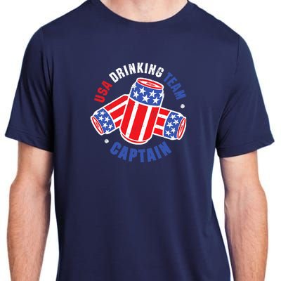 4th Of July Beer Can Flag Design USA Drinking Team Tees Adult ChromaSoft Performance T-Shirt