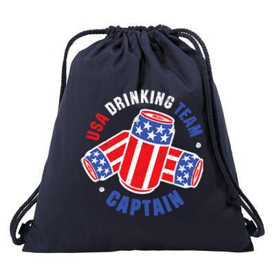 4th Of July Beer Can Flag Design USA Drinking Team Tees Drawstring Bag