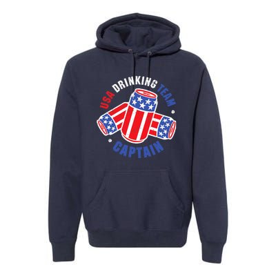 4th Of July Beer Can Flag Design USA Drinking Team Tees Premium Hoodie