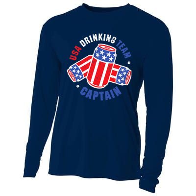 4th Of July Beer Can Flag Design USA Drinking Team Tees Cooling Performance Long Sleeve Crew